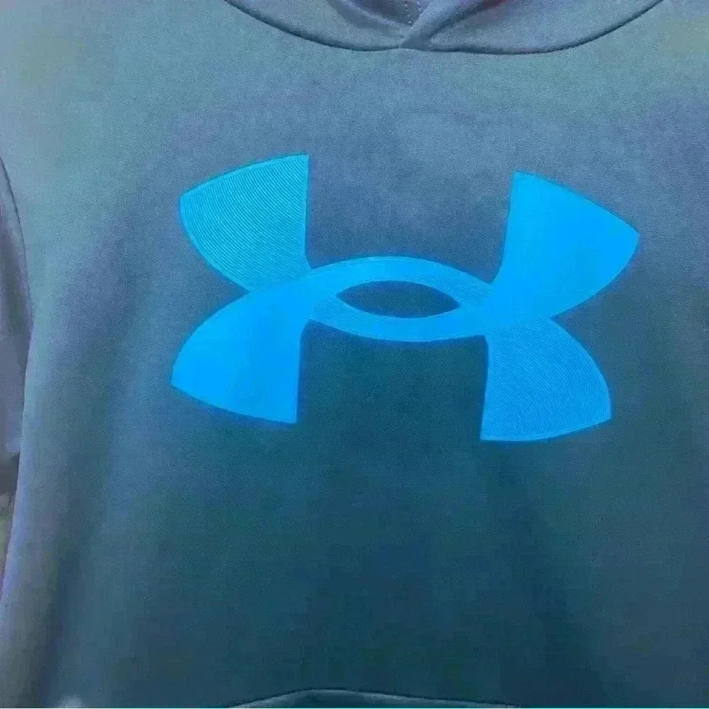 Boys Under Armour Fleece Big Logo Hoodie, Size YLG, Color Blue Note/Radar Blue - Picture 2 of 10
